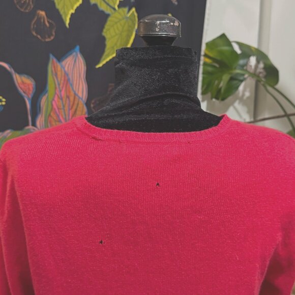 100% Cashmere Button-Down Cardigan Sweater, Red, Juniors XL, Circa 1990s - Picture 9 of 15